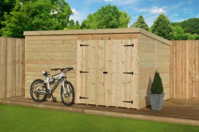 Empire Sheds Empire 4000 Pent 9X7 Pressure Treated Tongue And Groove Wooden Garden Shed Double Door Right (9' X 7' / 9ft X 7ft) (9X7)