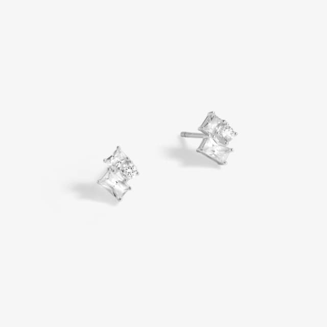 Simply Silver Sterling Silver 925 Cubic Zirconia Scattered Stone Stud Earrings Silver