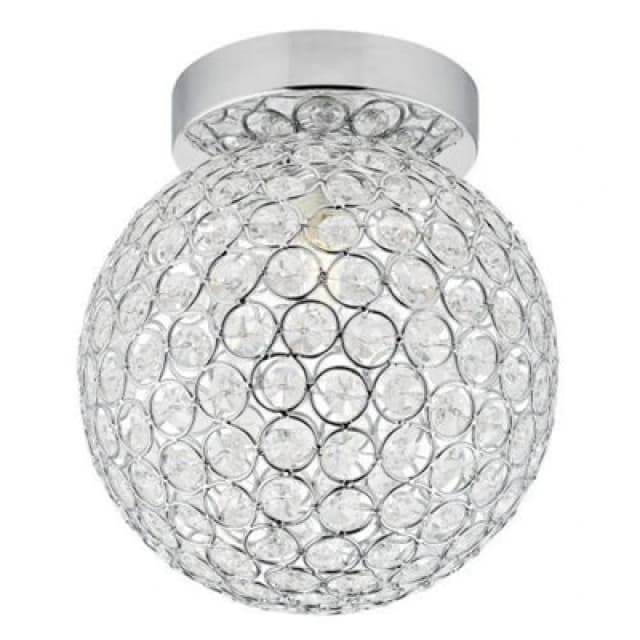 Happy Homewares Modern Chrome And Clear Glass Ip44 Rated Bathroom Ceiling Light