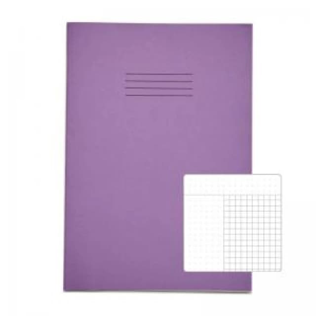 RHINO A4 Cornell Exercise Book 80 Page Purple 5mm Squared (Pack of 10)