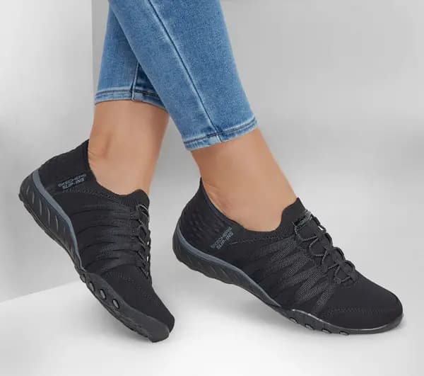 Skechers Womens Slip Ins Breathe Easy Hands Free Trainers Black - UK 6