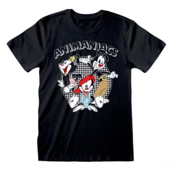 Animaniacs - Chequered Logo Unisex Large T-Shirt - Black