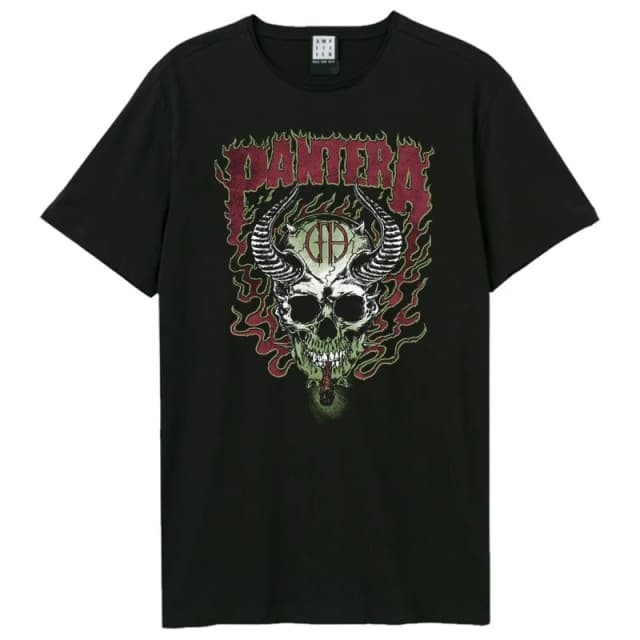 Amplified Amplified Men Fire Skull Pantera T-Shirt in Black Size: X-Small Black XS Male 5063852066667