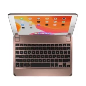 10.2 Inches QWERTZ German Bluetooth Wireless Keyboard for iPad 7th Generation Aluminium Body Backlit Keys Gold