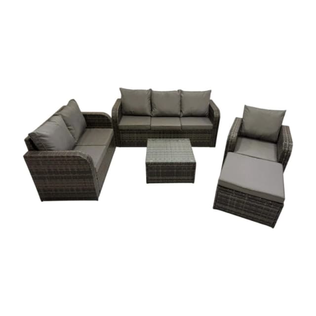 Fimous Garden Outdoor Furniture Set with Big Stool Dark Grey Mixed Dark Grey Unisex