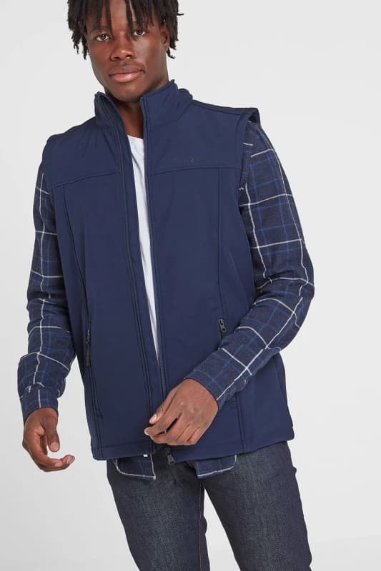 TOG24 TOG24 Men 'Feizor' Shower Resistant Softshell Gilet in Navy Size: Small Navy S Male 5053023059321