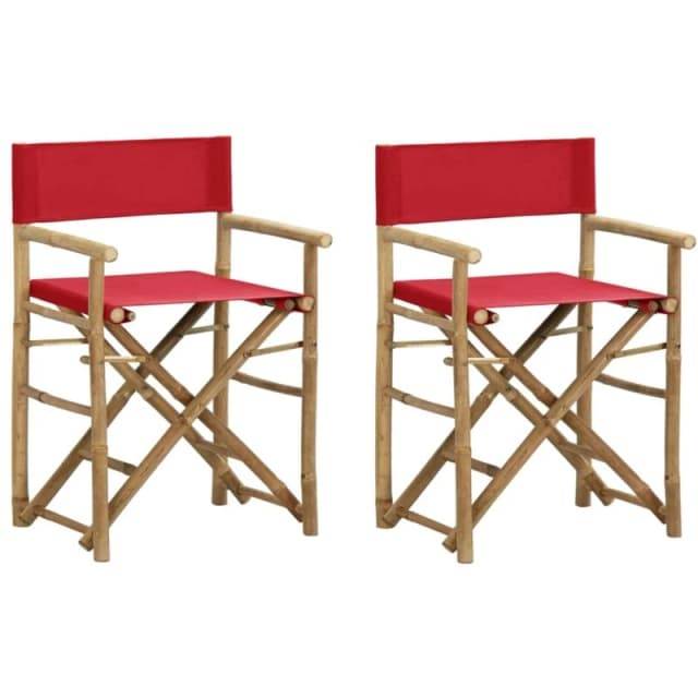 VIDAXL Folding Director's Chairs 2 pcs Red Bamboo and Fabric Vidaxl 8720286135402