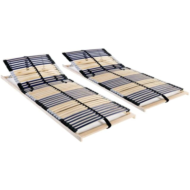 VIDAXL Slatted Bed Bases without Mattress 2 pcs with 42 Slats 80x200cm Vidaxl 3051428