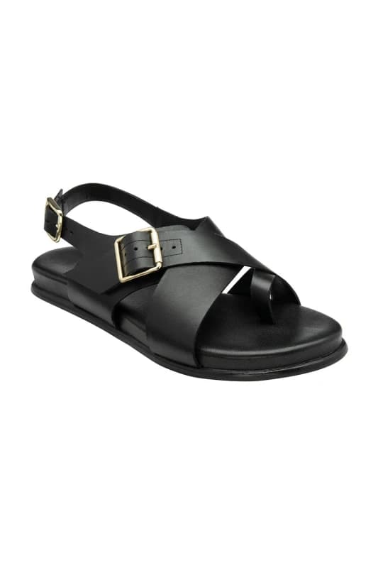 Ravel Womens Black Leather 'Ridley' Flat Sandals Size: 6 Black Female 6