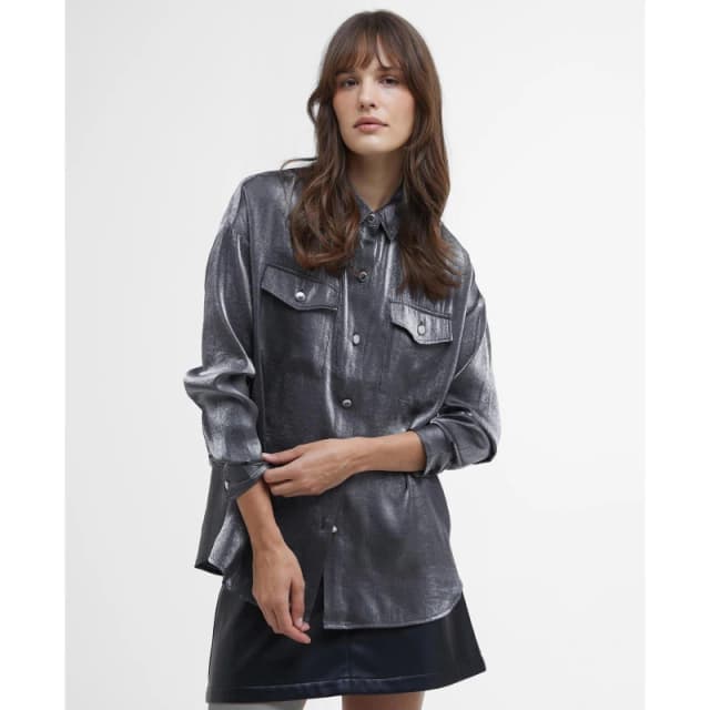 Barbour International Della Satin Long-Sleeved Shirt - Grey Grey 8