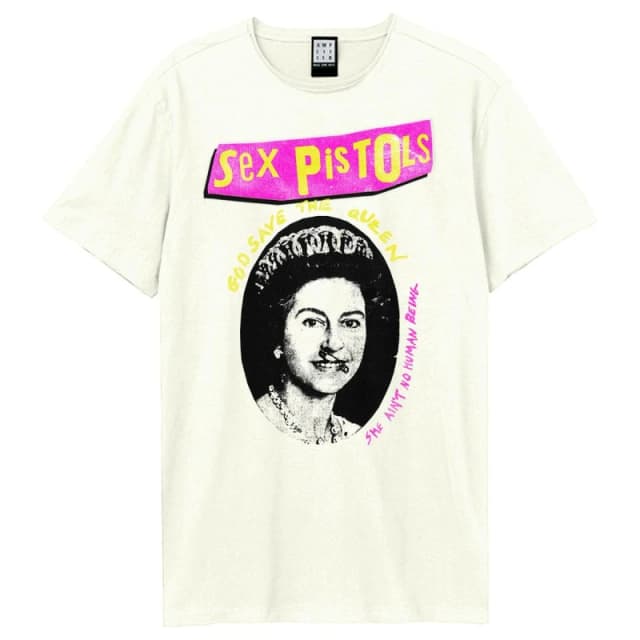 Amplified Amplified Men God Save The Queen Sex Pistols Logo T-Shirt in White Size: X-Small White XS Male 5063377027266