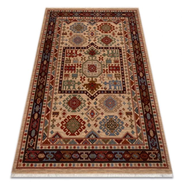 RugsX Wool Keshan Rug in Beige Size: 120cm x 145cm Beige Unisex 120cm x 145 cm