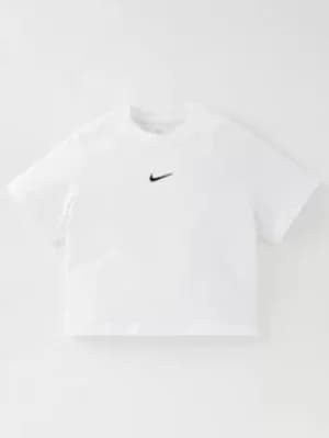 Nike Girls Nsw Tee Essntl Ss Boxy, White/Black, Size XL=13-15 Years, Women
