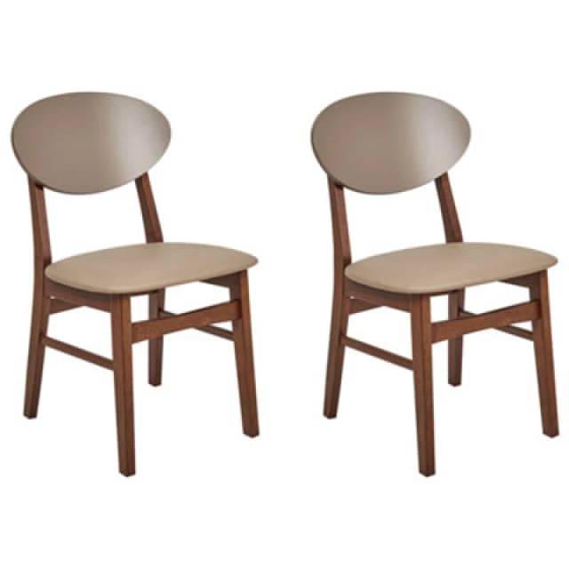 Beliani Set Of 2 Dining Chairs Amery Wood Light Brown