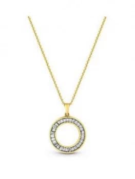 Simply Silver Sterling Silver 925 12Ct Yellow Gold Baguette Open Pendant