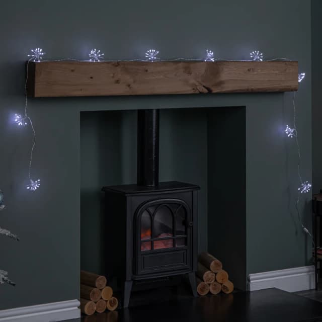 2.7m Set of 10 Twinkling Christmas Starburst String Lights with 200 White LEDs