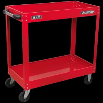 Sealey Heavy Duty 2 Shelf Trolley with Lockable Top Red