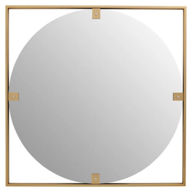 Orsina Square Wall Mirror, Sturdy Round Shaped Wall Mirror, Square Frame Lounge Mirror For Home, Office, Hallway
