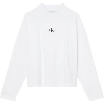 Calvin Klein Jeans Micro Mono Long Sleeve T Shirt - BRHT WHT YAF