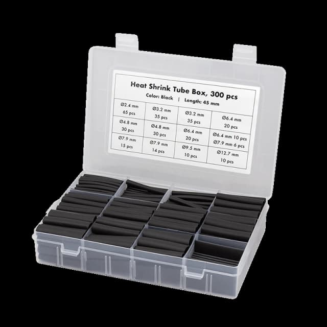 LogiLink Shrink Tube Set. 300 pcs. 45mm length. 3:1 shrink ratio. blac