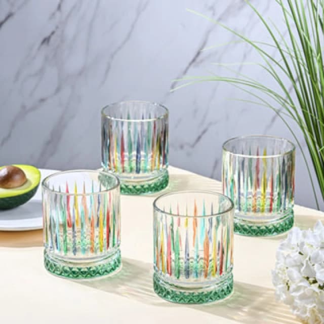 Elegant 4 Piece Rainbow Gradient Tumbler Glass Set
