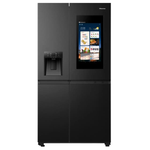 Hisense PureFlat Eclipse RS9P628GPFE Plumbed Total No Frost American Fridge Freezer - Black / Stainless Steel - E Rated