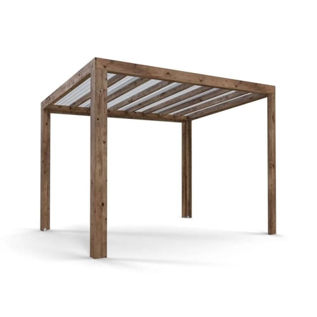 Dunster House Pergola With Roof 3M X 2.5M Pressure Treated Wooden Gazebo Shelter Terracube