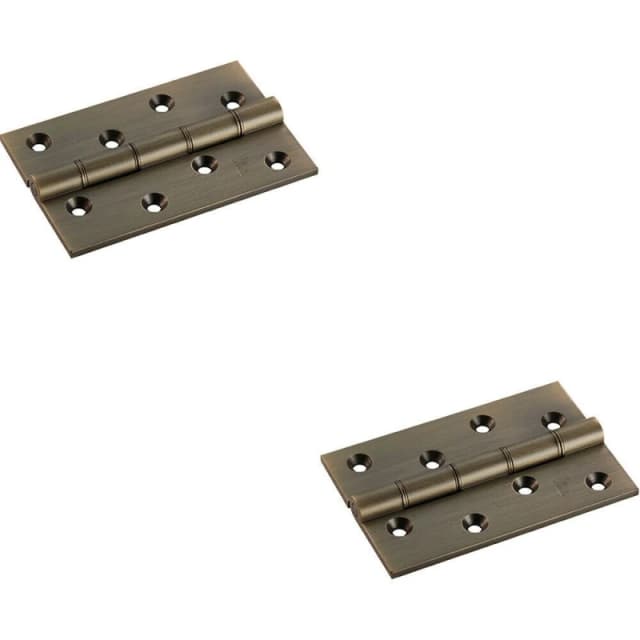 Loops 2x PAIR 102 x 67 x 4mm Brass Washered Butt Hinge Antique Brass Internal Door Metallics