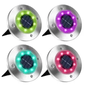Solar Outdoor Garden Decking Light IP65, RGB, Pack of 4