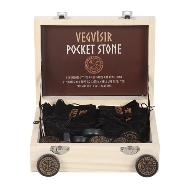 Something Different Something Different Vegvisir Viking Compass Pocket Stones (Pack of 24) in Black One Size Unisex 5063806897712