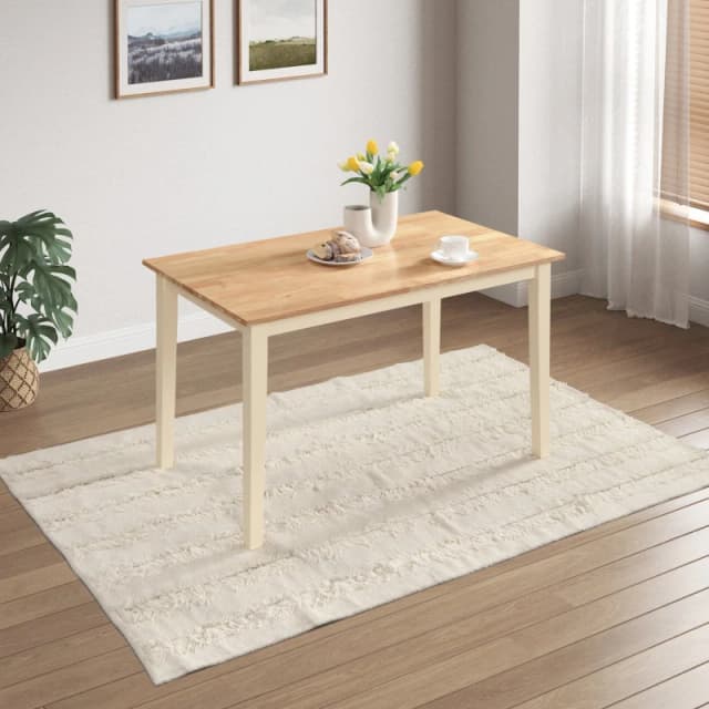 FurnitureboxUK FurnitureboxUK Salcombe Small Rectangular Solid Wood Dining Table With Cream Legs & Oak Effect Top in Light Oak Light Oak One Size Unis