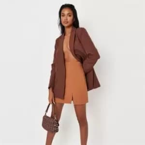 Missguided Tailored Double Split Mini Skirt - Neutral