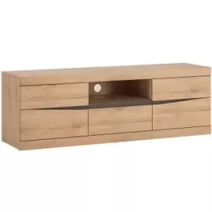 Furniture To Go - Kensington 2 Door 1 Drawer Wide TV Cabinet in Oak - Oak with dark Trim Melamine