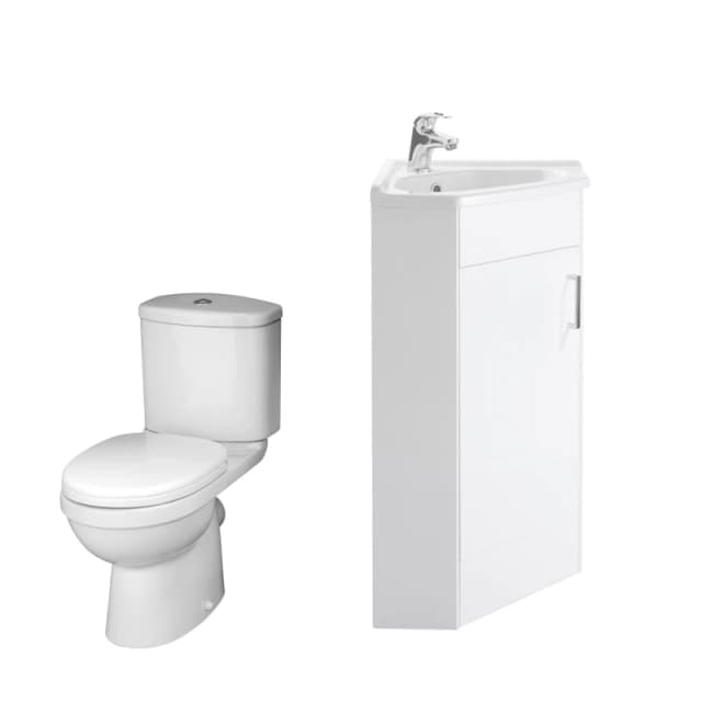 Balterley Bathroom Corner Vanity Unit and Toilet Set White White