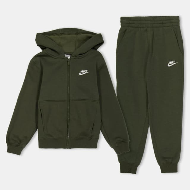 Nike Fleece Tracksuit Junior Boys Khaki/White male 9-10 Yrs