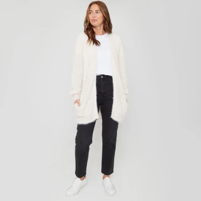 Be You Fluffy Cardigan - Cream Cream 8 - 10