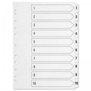 Q-Connect A4 Multi-Punched 1-10 Polypropylene White