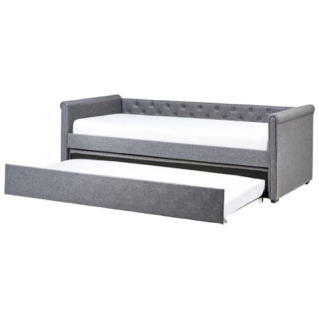 Beliani Trundle Bed Fabric Libourne 90 X 200 Cm (Eu Single) Dark Grey