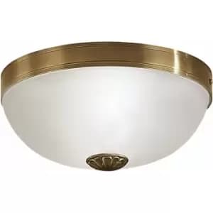 Loops - Wall Flush Ceiling Light Colour Bronzed Shade White Satin Glass Bulb E27 2x60W