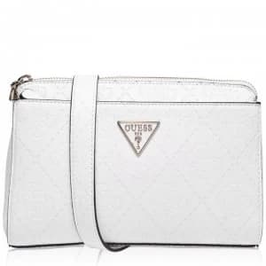 Guess Maddy Zip Cross Body Bag - White WHI
