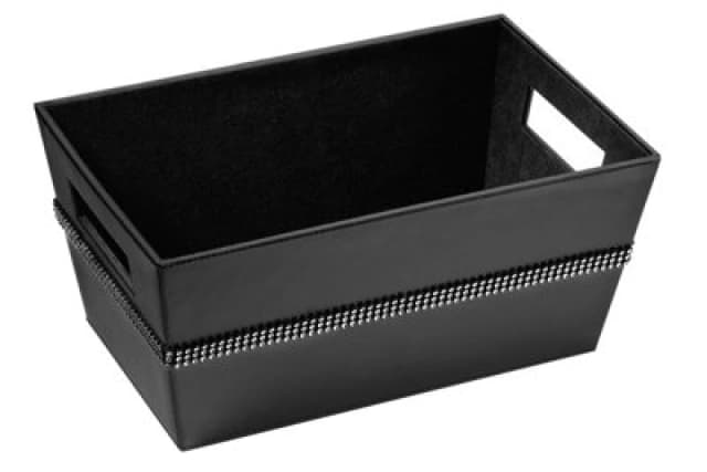 Premier Housewares Diamante Black Faux Leather Rectangular Storage Box Black