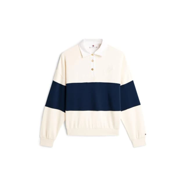 Tommy Hilfiger Rugby Fleece Sweatshirt Cream/Navy - Tommy Hilfiger - Size: XL Cream/Navy Female XL ZD04304