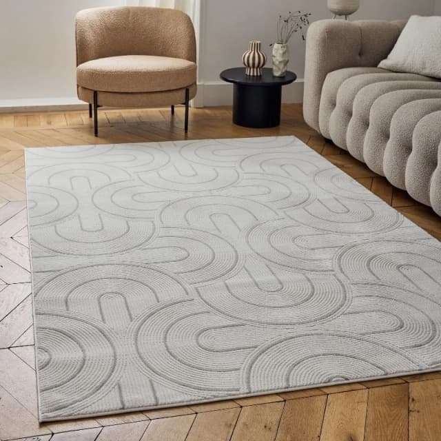 THE RUGS Carmel Modern Area Rugs & Runners Arch Design Soft Pile in Grey Size: 80cm x 150cm Grey Unisex 80cm x 150 cm