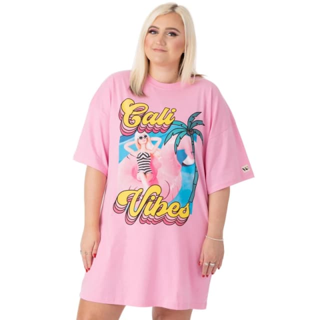 Barbie Short Sleeve Skater Dress Pink female