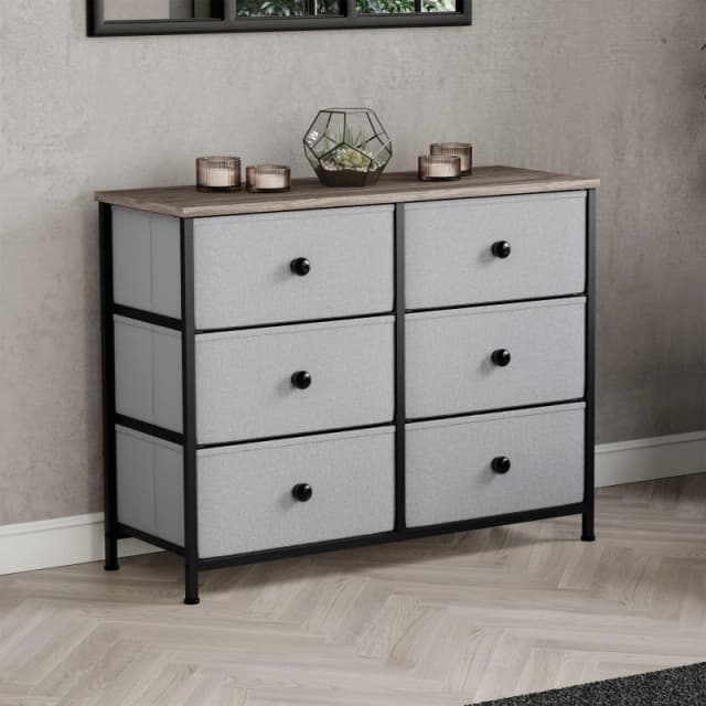 Lassic Chorley 6 Drawer Fabric Storage Chest UKFR Beige & Grey Wo unisex 6 Drawer