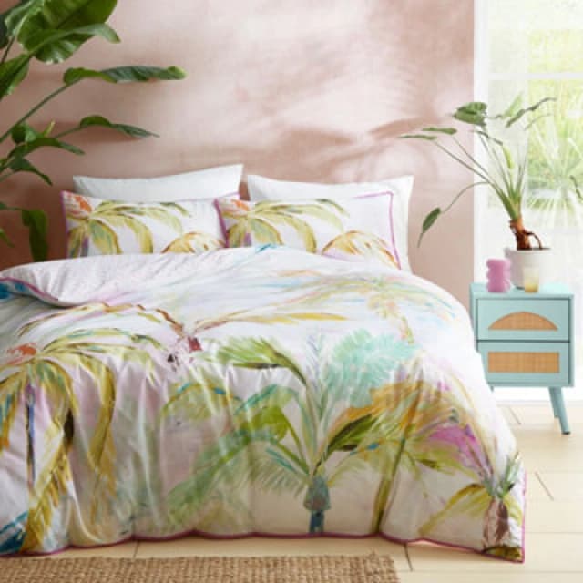 Appletree Leilani 100% Cotton Tropical Print Green Duvet Cover Set