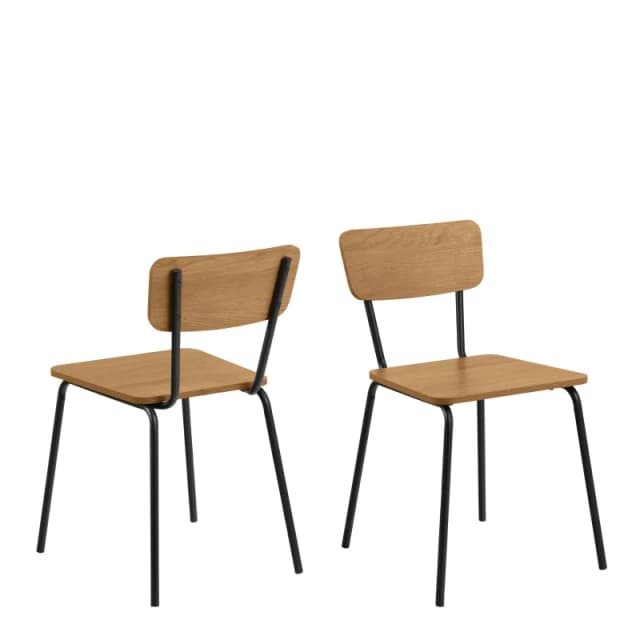 Furniture To Go Peru Dining Chair in Steel & Oak Set of 2 in Light Oak Light Oak Unisex