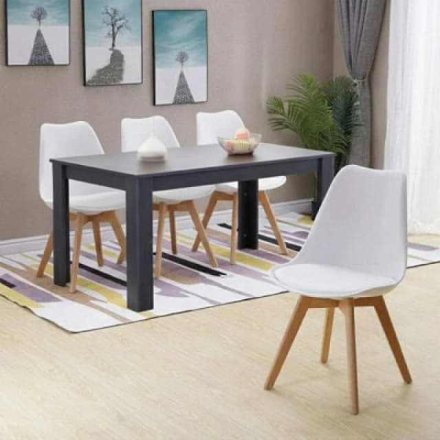 Kosy Koala Arrow Charcoal Dining Table Set With 4 White Dining Chairs Kitchen Dining Furniture Set