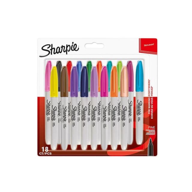 Sharpie Fine Permenant Marker Assorted Colours Pack 18 - 2204015 EXR53458NR