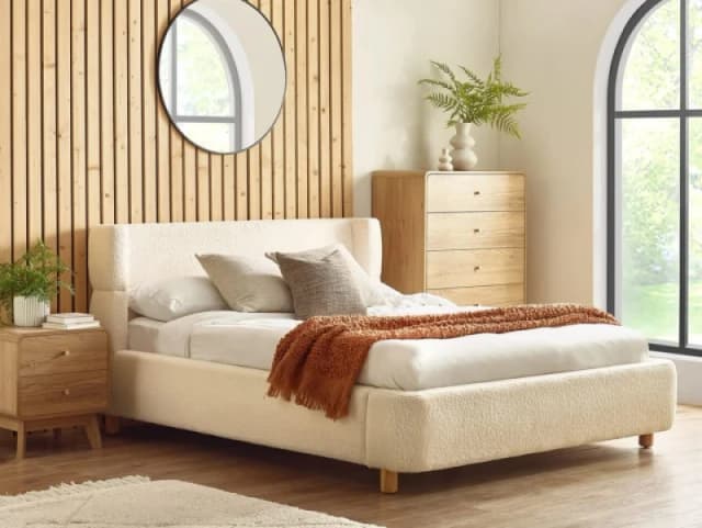 Julian Bowen Oberon Beige Fabric Bed Frame - 5ft King Size